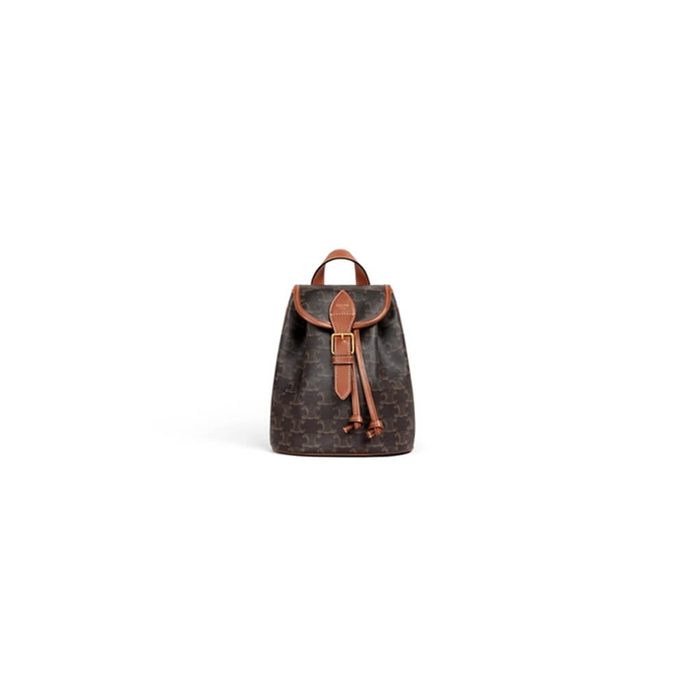 CELINE FOLCO Logo Print Calfskin Mini Backpack