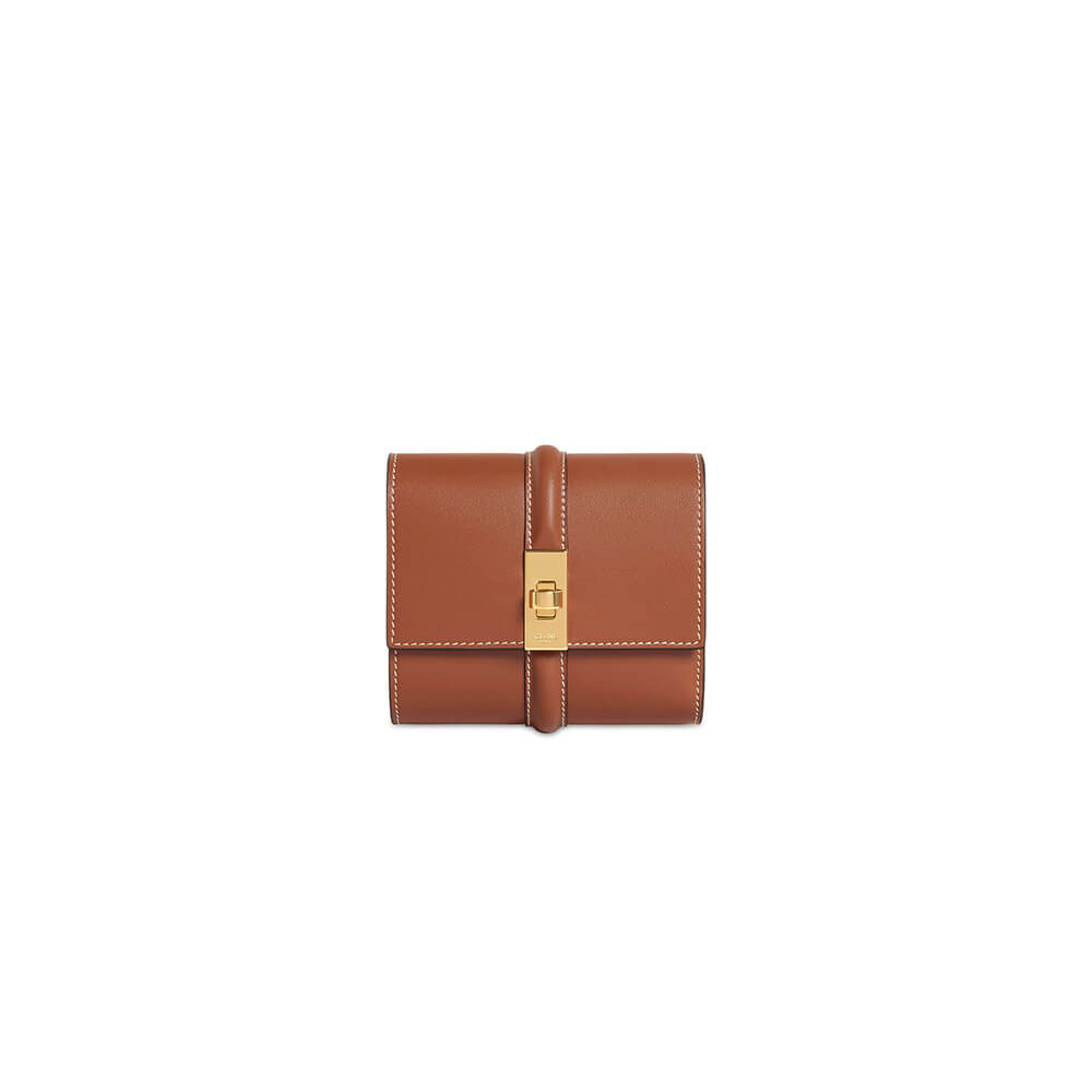 CELINE 16 Small Wallet in Shiny Calf Leather