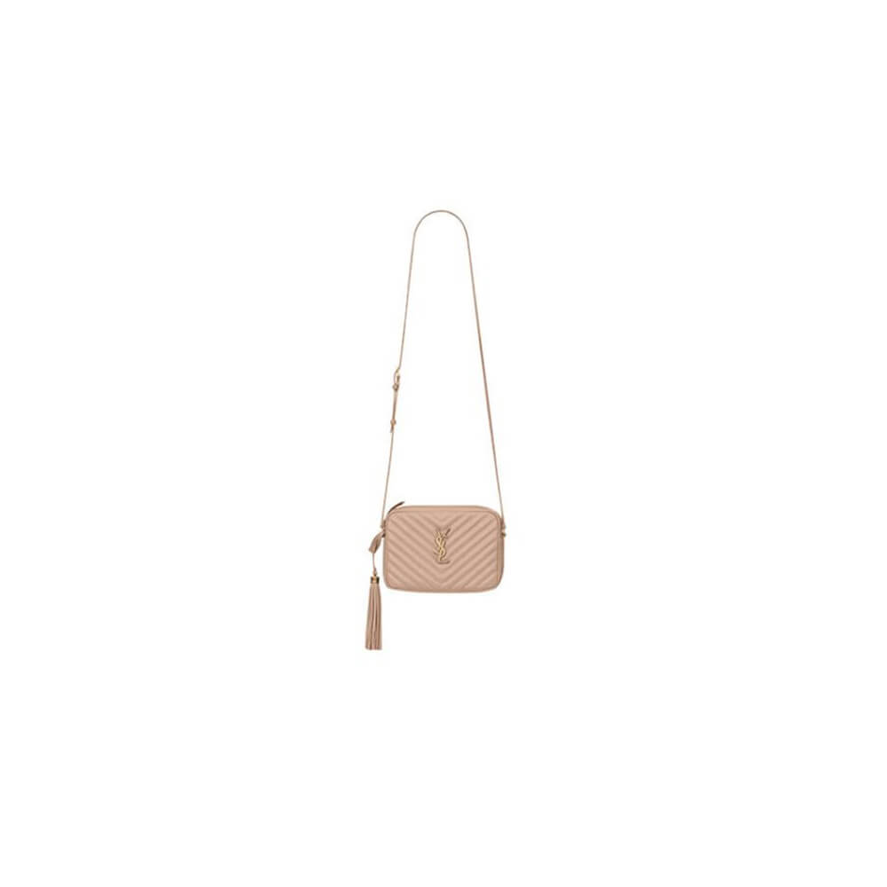 ROSY SAND YSL LOU CAMERA BAG IN QUILTED LEATHER