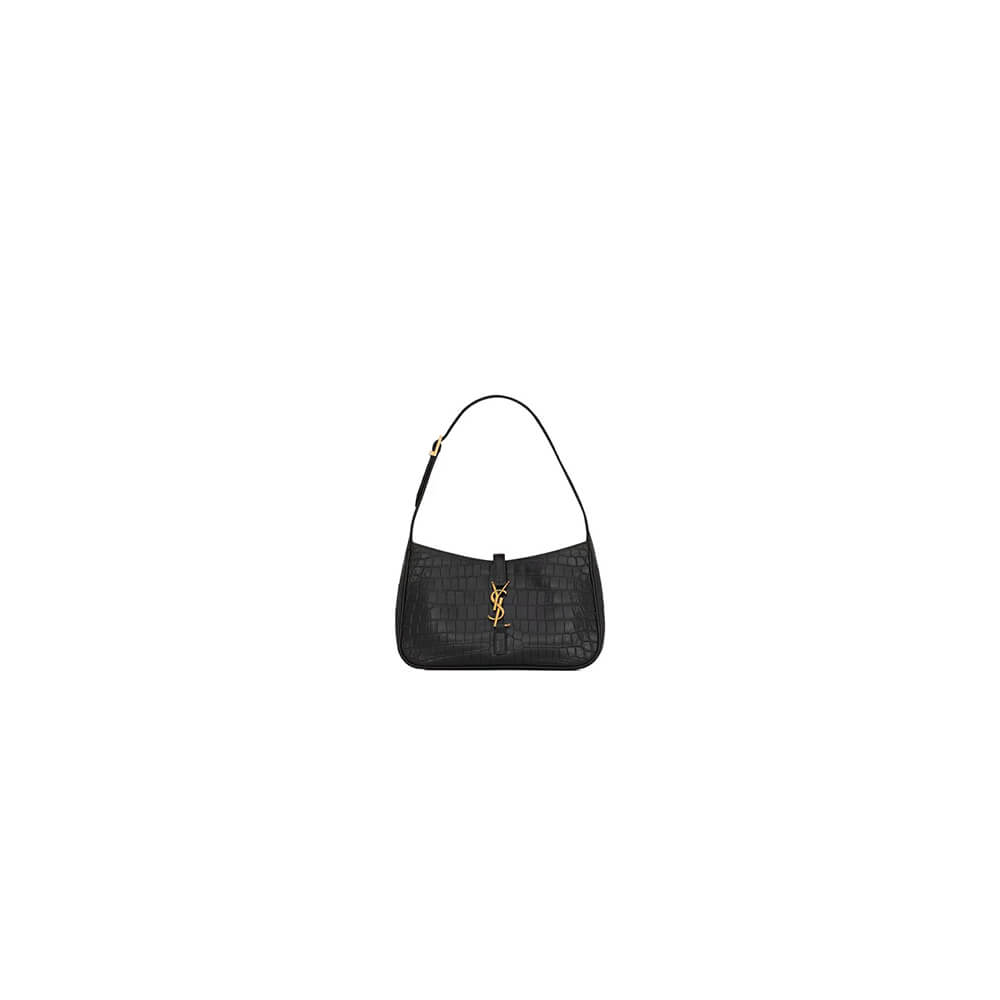 YSL LE 5 A 7 Crocodile embossed glossed leather