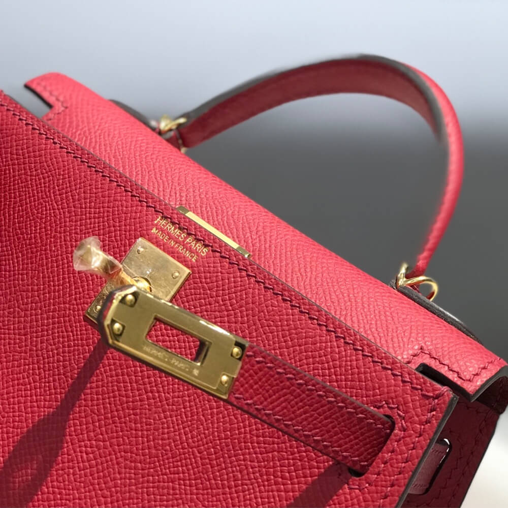 Ruby Red Hermes Mini Kelly II (High-end Grade) - Image 6
