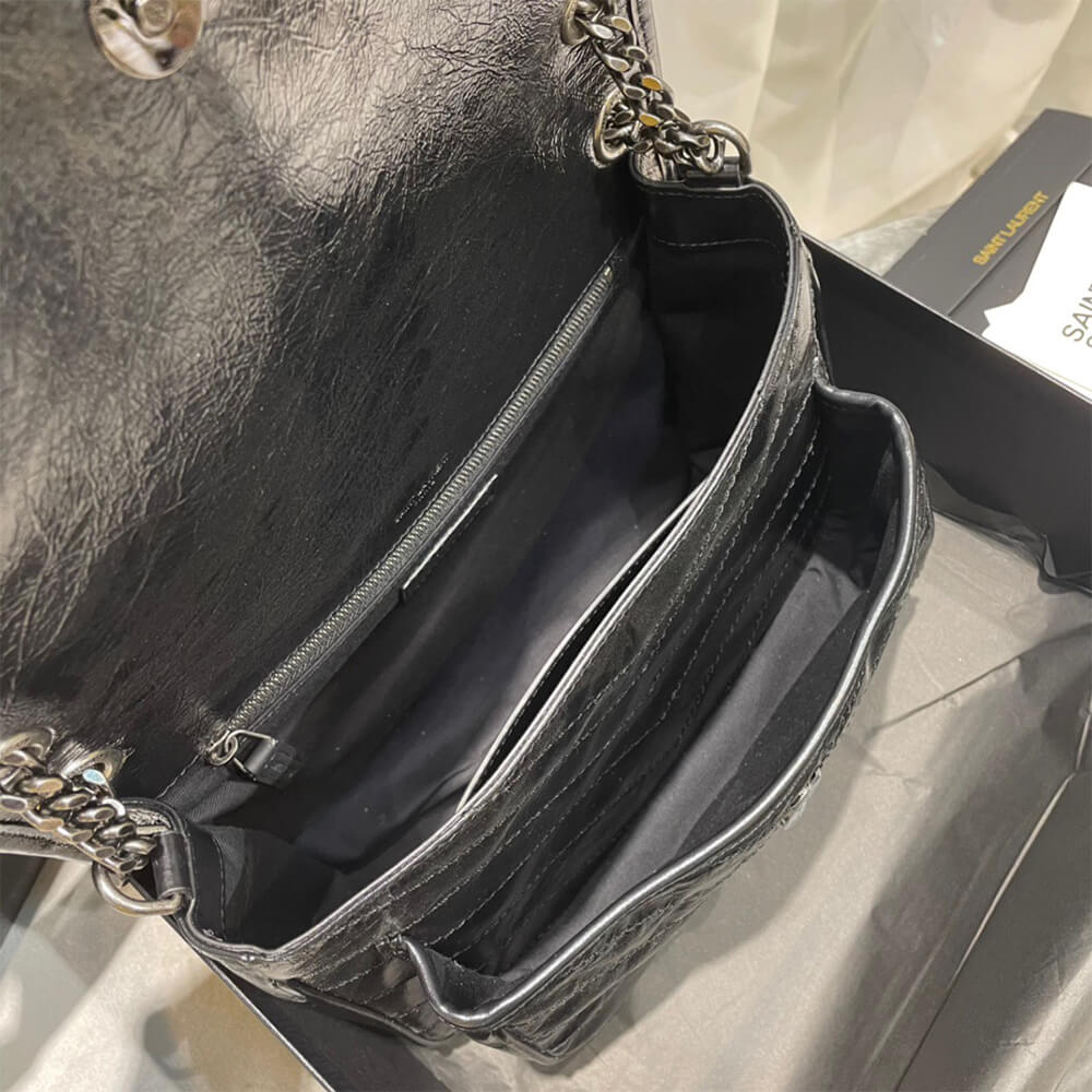 Black SAINT LAURENT NIKI MEDIUM IN CRINKLED VINTAGE LEATHER - Image 8
